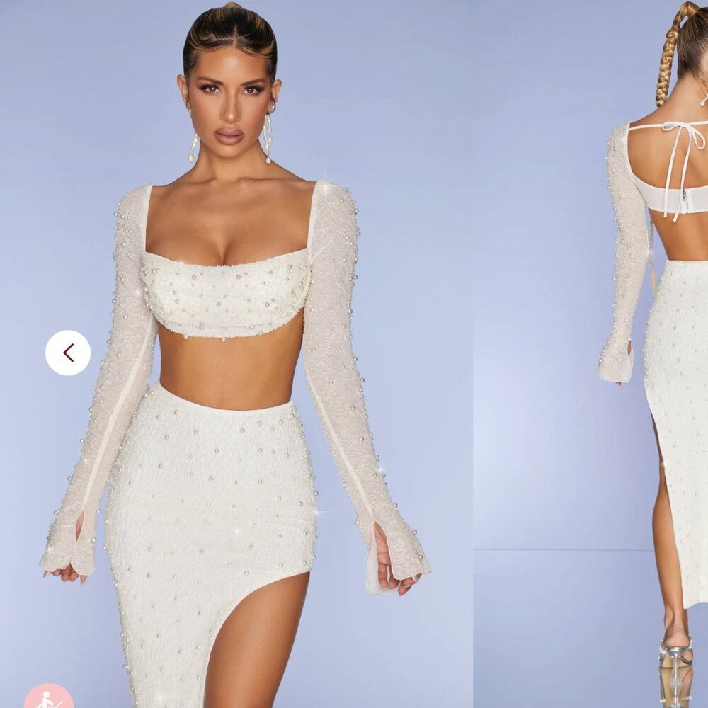 La Désirade Embellished Cowl Neck Top